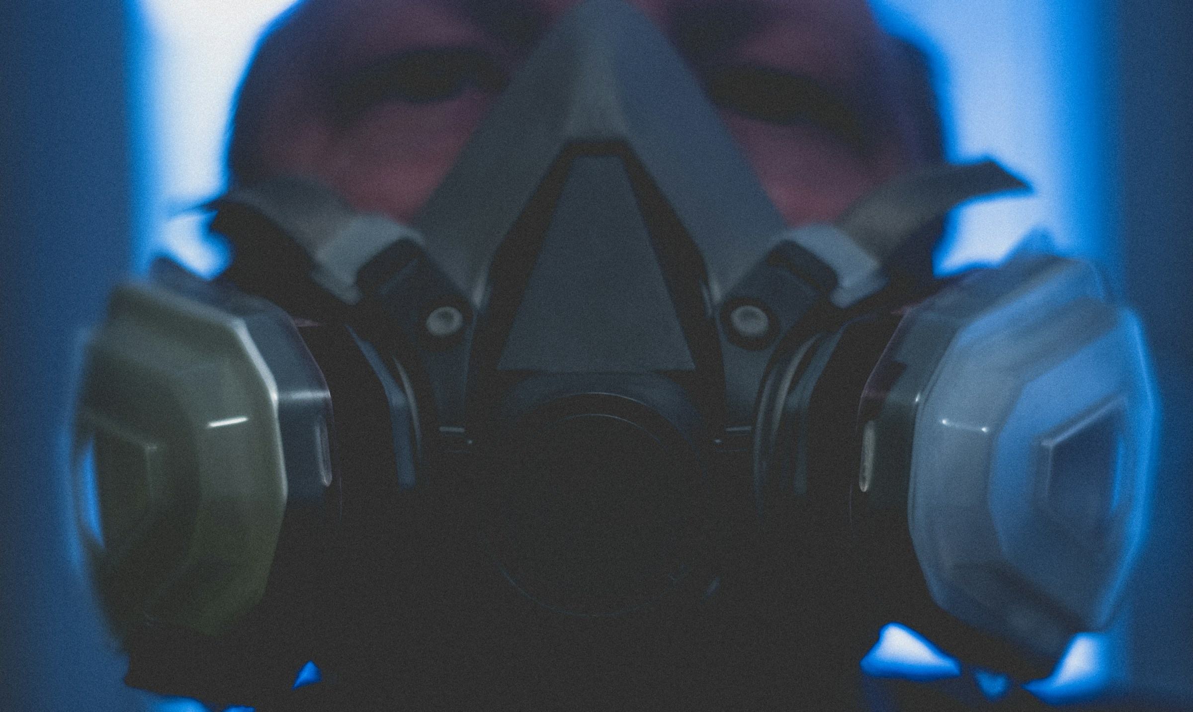 Close-up of a worker wearing a respirator